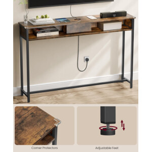 Large Console Table Rustic Narrow Storage Shelf Slim Industrial Hall Sideboard - Image 4