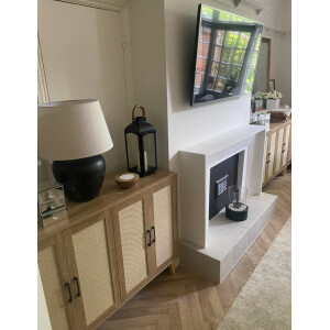 Large Storage Sideboard Rustic Cupboard Unit Vintage Woven Style Buffet Cabinet - Image 6