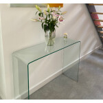 Modern Console Table Bevelled Glass Dressing Transparent Large Narrow Hall Desk