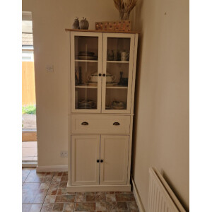 Large Kitchen Cupboard Tall Display Glass Cabinet Storage Pantry Larder Unit - Image 6