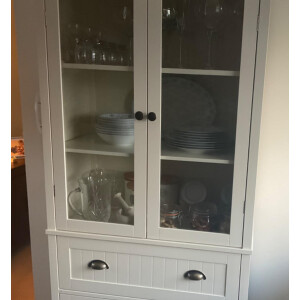 Large Kitchen Cupboard Tall Display Glass Cabinet Storage Pantry Larder Unit - Image 3