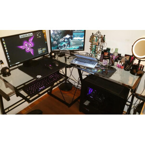 Glass Computer Desk Large Corner Workstation Modern Executive Home Office Table - Image 7