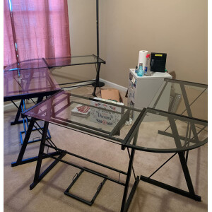 Glass Computer Desk Large Corner Workstation Modern Executive Home Office Table - Image 4