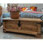 Large Trunk Chest Rustic Solid Wooden Box Vintage Blanket Storage Ottoman Bench