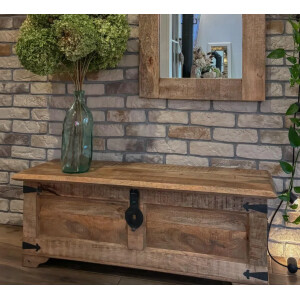 Large Trunk Chest Rustic Solid Wooden Box Vintage Blanket Storage Ottoman Bench - Image 4