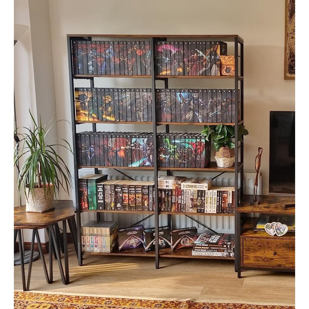 Large Industrial Bookcase Rustic Metal Shelf Unit Tall Storage Display ...
