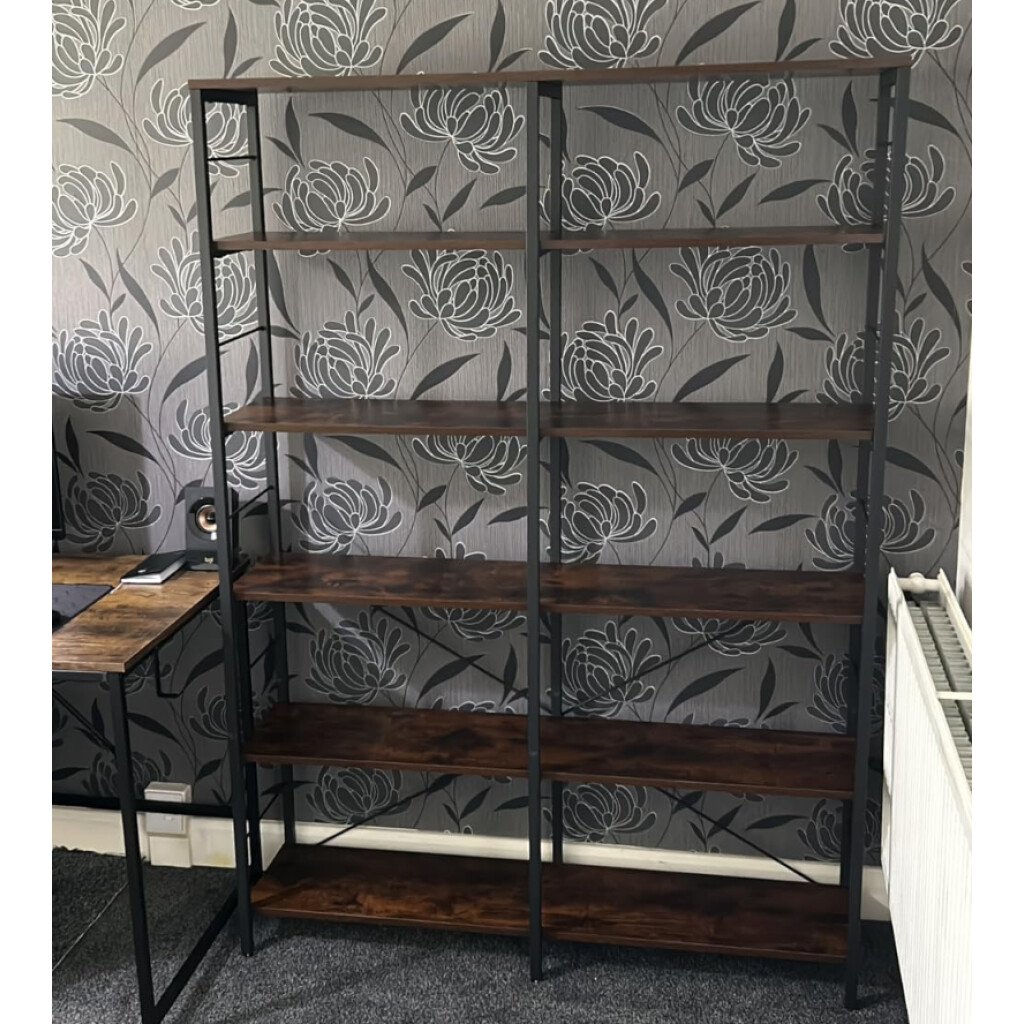 Large Industrial Bookcase Rustic Metal Shelf Unit Tall Storage Display ...