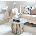 Rustic Coffee Table Teak Root Round Glass Vintage Solid Wood Side End Furniture