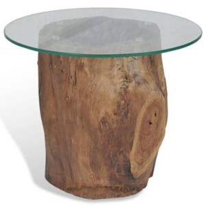 Rustic Coffee Table Teak Root Round Glass Vintage Solid Wood Side End Furniture - Image 4