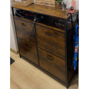 Industrial Shoe Cabinet Large Storage Cupboard Hallway Console Table Rustic Door - Image 3