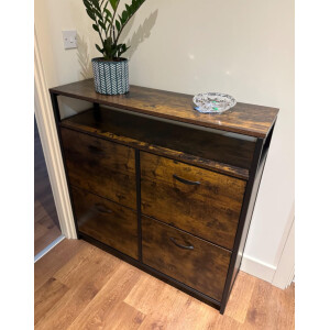 Industrial Shoe Cabinet Large Storage Cupboard Hallway Console Table Rustic Door - Image 4