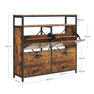 Industrial Shoe Cabinet Large Storage Cupboard Hallway Console Table Rustic Door - Image 5