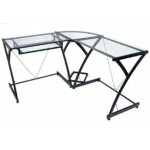 Glass Computer Desk Large Corner Workstation Modern Executive Home Office Table