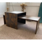 Industrial Nest of Tables Vintage Retro Coffee Table Set 2 Rustic Side Furniture