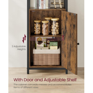 Tall Industrial Bookcase Narrow Slim Shelf Unit Rustic Display Storage Cabinet - Image 3