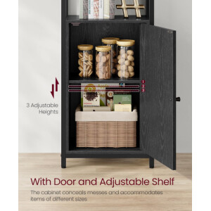 Tall Industrial Bookcase Black Narrow Slim Shelf Unit Rustic Display Storage Cabinet - Image 4