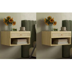Floating Bedside Tables Set 2 Scandinavian Modern Wall Mounted Cabinet Drawer