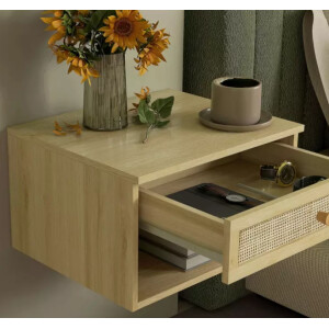 Floating Bedside Tables Set 2 Scandinavian Modern Wall Mounted Cabinet Drawer - Image 3