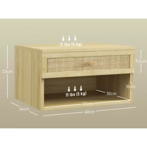 Floating Bedside Tables Set 2 Scandinavian Modern Wall Mounted Cabinet Drawer - Image 4