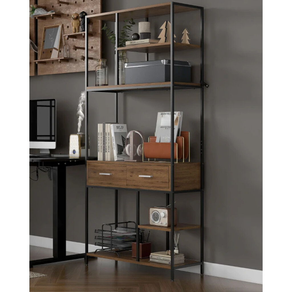 Large Industrial Bookcase Rustic Metal Display Unit Storage Shelf ...