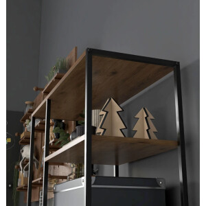 Large Industrial Bookcase Rustic Metal Display Unit Storage Shelf Drawer Cabinet - Image 3