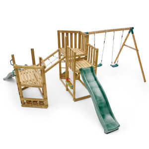 Kids Garden Playhouse Wooden Climbing Slide Swing Set Children Tree House Centre - Image 3