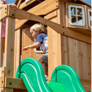 Large Garden Playcentre Children Wooden Playhouse Kid Tree House Swing Slide Set - Image 4