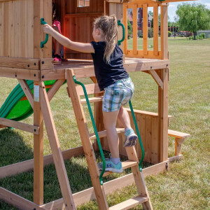 Large Garden Playcentre Children Wooden Playhouse Kid Tree House Swing Slide Set - Image 5