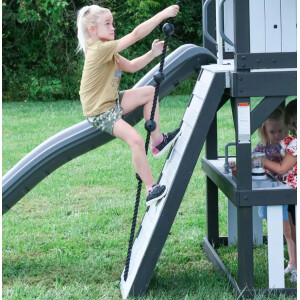 Large Garden Playhouse Outdoor Kids Swing Set Slide Climbing Wooden Tree House - Image 3