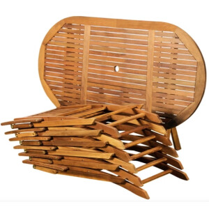 Wooden Garden Table and Chairs Garden Dining Set Large Folding Furniture 6 Seat - Image 4