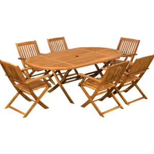 Wooden Garden Table and Chairs Garden Dining Set Large Folding Furniture 6 Seat - Image 7