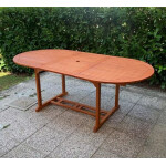 Large Garden Dining Table Extending Rustic Wooden Patio 6 Seater Oval Furniture