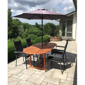 Large Garden Dining Table Extending Rustic Wooden Patio 6 Seater Oval Furniture - Image 5