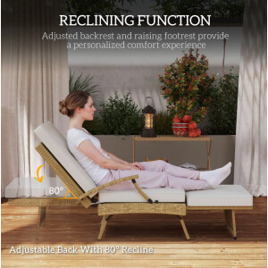 Rattan Sun Lounger Patio Garden Furniture Large Wicker Cushion Reclining Chair - Image 4