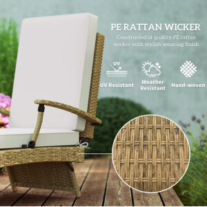 Rattan Sun Lounger Patio Garden Furniture Large Wicker Cushion Reclining Chair - Image 5