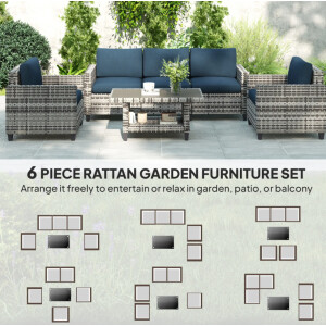 Rattan Garden Furniture Set Wicker Patio 5 Seater Sofa Chair Lounge Coffee Table - Image 3