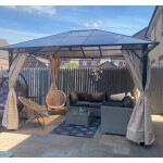 Metal Gazebo Canopy Garden Patio Structure Sun Shade Hardtop Roof Pergola Shelter