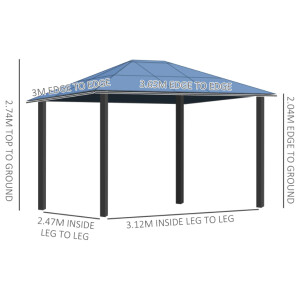 Metal Gazebo Canopy Garden Patio Structure Sun Shade Hardtop Roof Pergola Shelter - Image 9