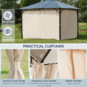 Metal Gazebo Canopy Garden Patio Structure Sun Shade Hardtop Roof Pergola Shelter - Image 6