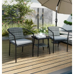 Patio Bistro Set 3 piece Outdoor Garden Furniture Wicker 2 Chairs Metal Table