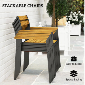 Garden Dining Table and Chairs Rustic Wood Furniture Large Metal Patio Seat Set - Image 4