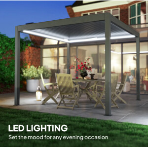 Large Gazebo Canopy Aluminium Adjustable Roof Garden Hardtop Led Patio Structure - Image 6
