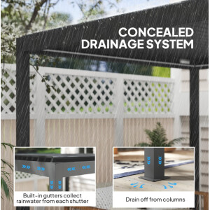 Large Gazebo Canopy Aluminium Adjustable Roof Garden Hardtop Led Patio Structure - Image 5