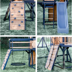 Large Garden Playhouse Outdoor Kids Playcentre Wooden Tree House Swing Slide Set - Image 5