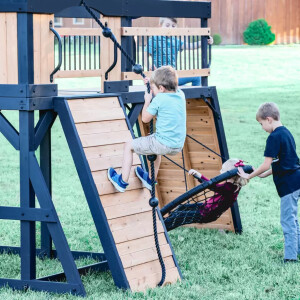 Large Garden Playhouse Outdoor Kids Playcentre Wooden Tree House Swing Slide Set - Image 6