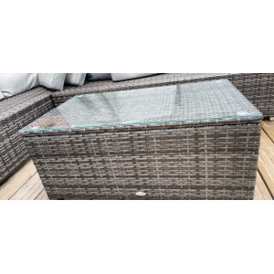 Rattan Coffee Table Large Grey Garden Furniture Outdoor Wicker Glass Deck Patio - Image 3