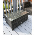 Rattan Coffee Table Large Grey Garden Furniture Outdoor Wicker Glass Deck Patio