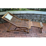 Wooden Sun Lounger Reclining Garden Cushion Chair Folding Patio Footrest Day Bed