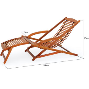 Wooden Sun Lounger Reclining Garden Cushion Chair Folding Patio Footrest Day Bed - Image 9