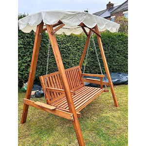 Wooden Garden Swing Bench Outdoor Patio Furniture 2 Seater Hammock Seat Canopy